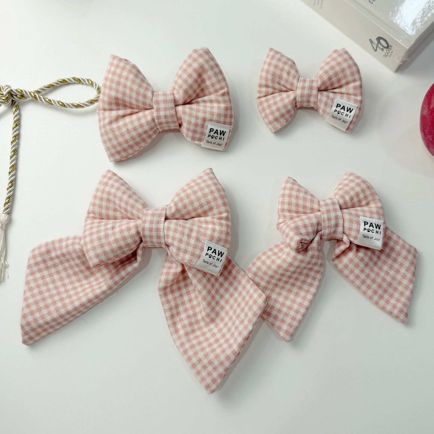 Pink Check Charm – Sweetly Styled Pet Bow