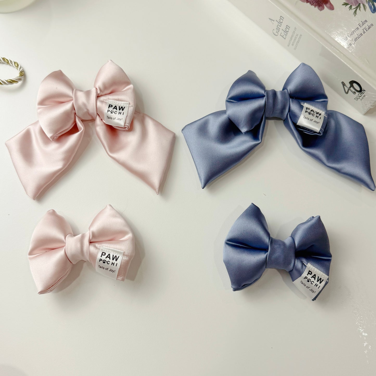 Satin Blue Elegance – Luxe Pet Bow for Refined Style