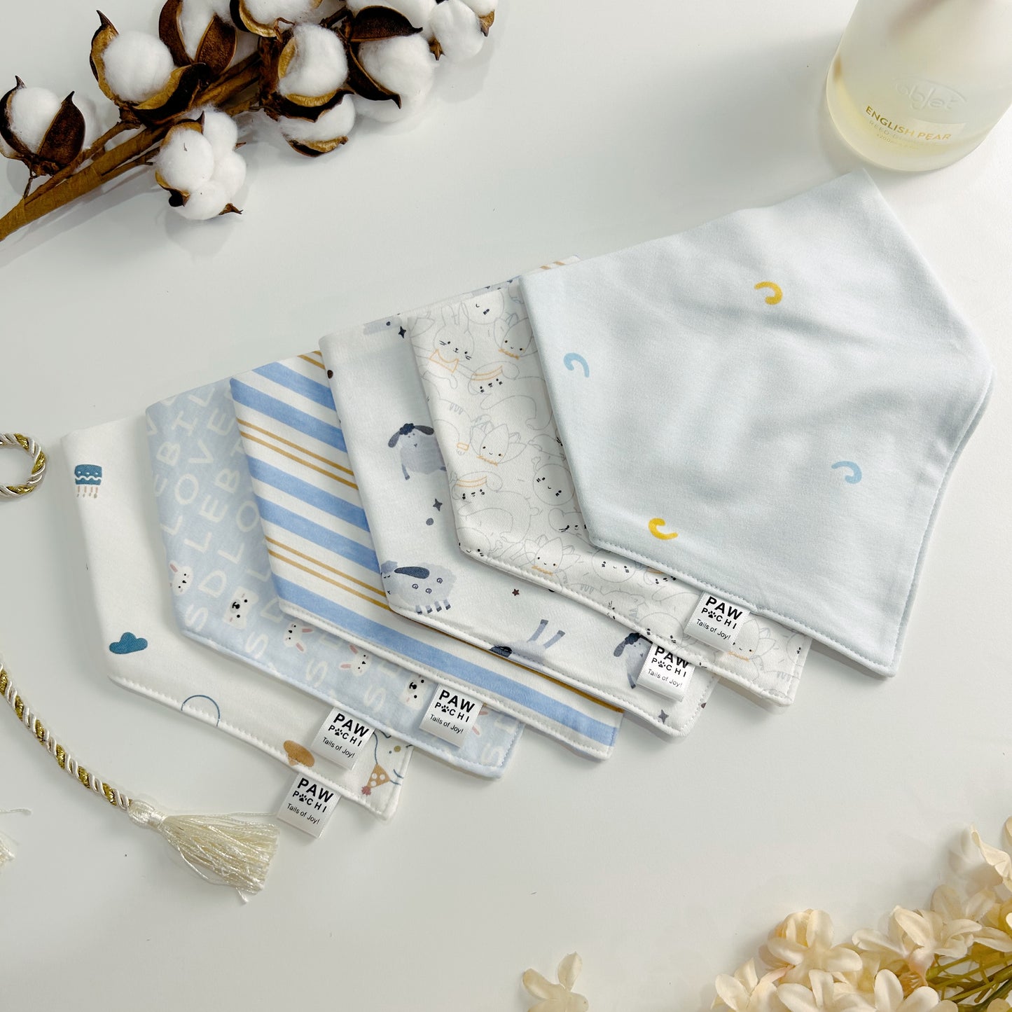 Light Blue with Orange & Sky Blue Pattern