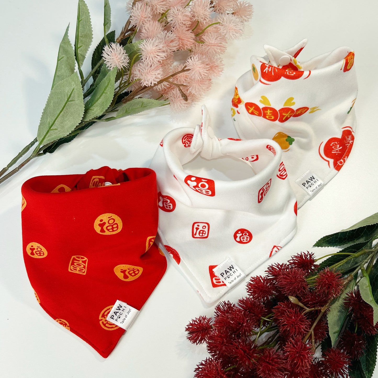Blessings of Joy: The Soft Baby Fabric 'Fu' & 'Da Ji Da Li' Bandana