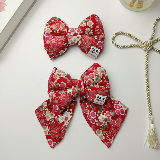 Crimson Hana- Japanese Fabric Bow Tie