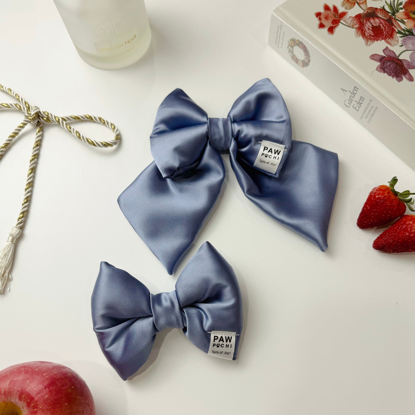 Satin Blue Elegance – Luxe Pet Bow for Refined Style