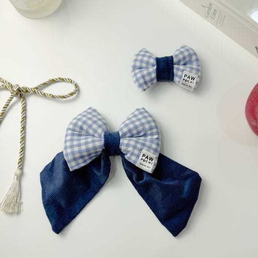 Blue Check Breeze – Cool & Classic Pet Bow