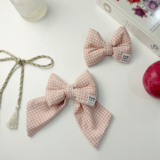 Pink Check Charm – Sweetly Styled Pet Bow