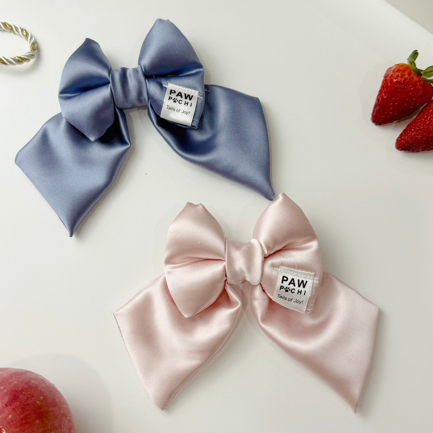 Satin Blue Elegance – Luxe Pet Bow for Refined Style