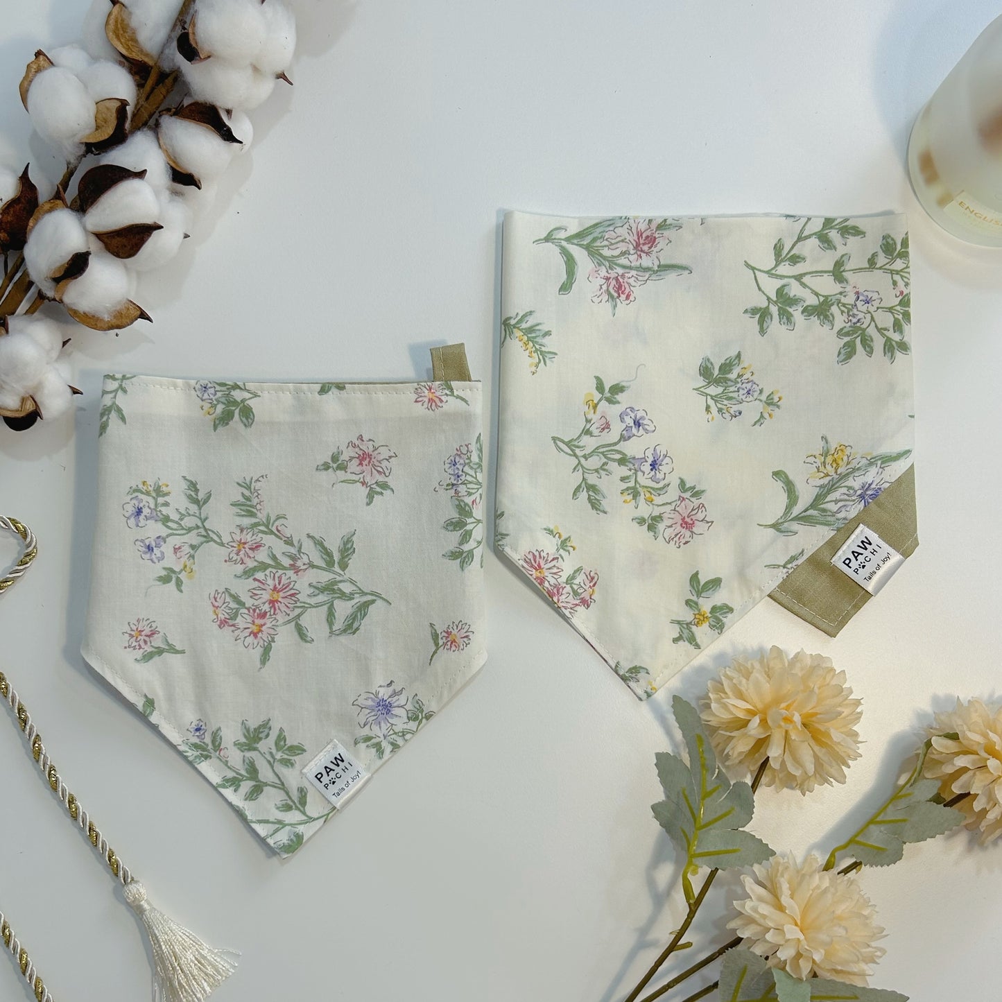 Floral Garden Dreams: Monet-Inspired Bandana with Green Backdrop