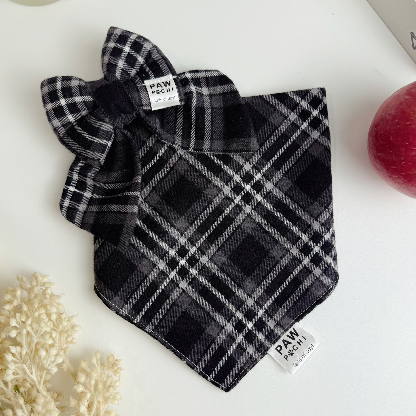 Noir Checks – Modern Minimal Gray Check Dog Bow Tie