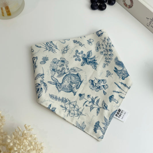 Blue Woodland Sketch – Vintage Forest Pet Bandana
