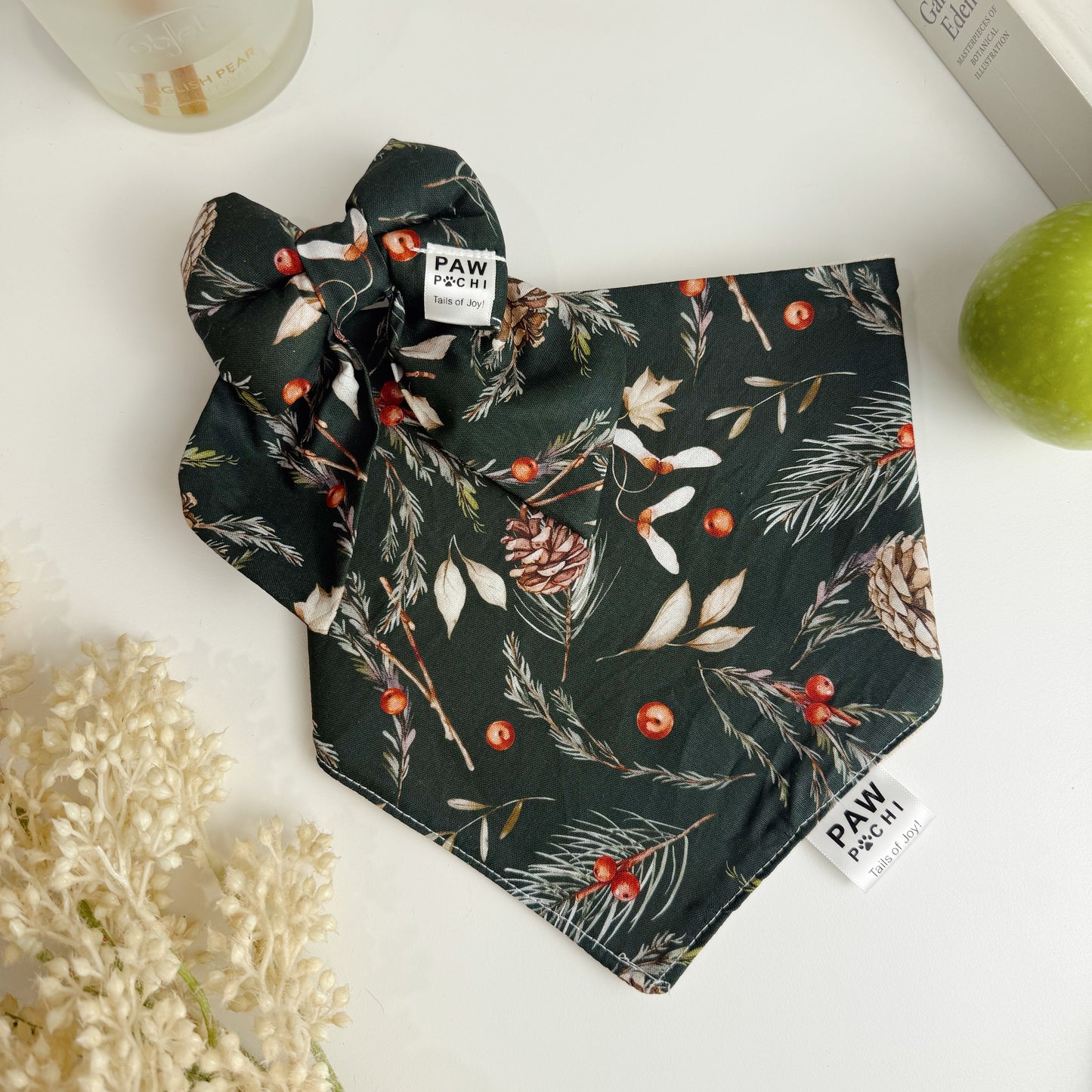 Evergreen Atelier – Forest Green Holiday Dog Bow Tie