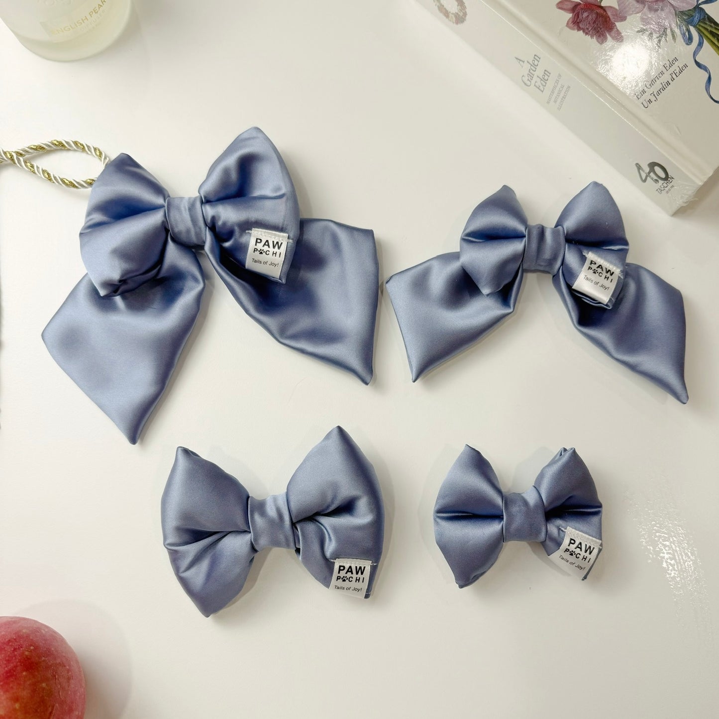 Satin Blue Elegance – Luxe Pet Bow for Refined Style