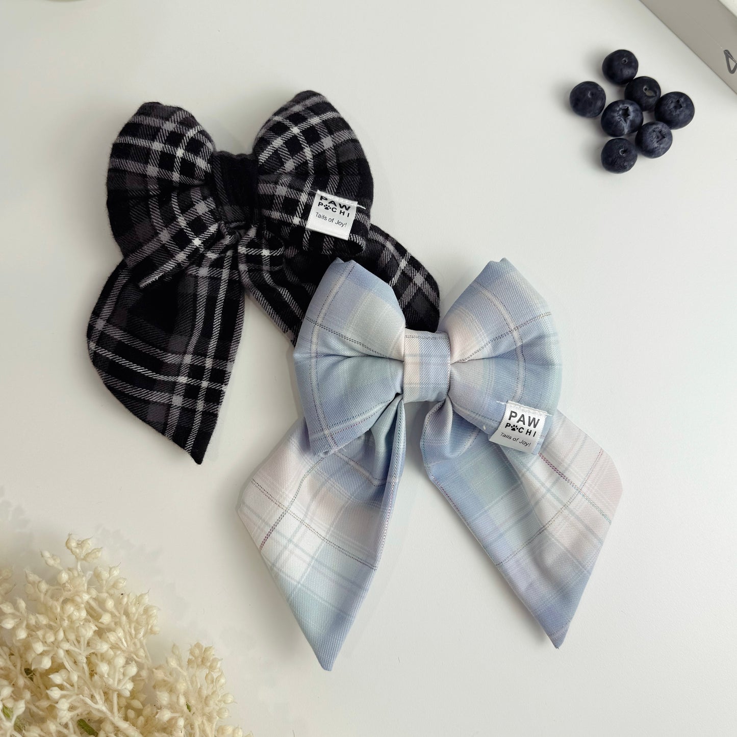 Noir Checks – Modern Minimal Gray Check Dog Bow Tie