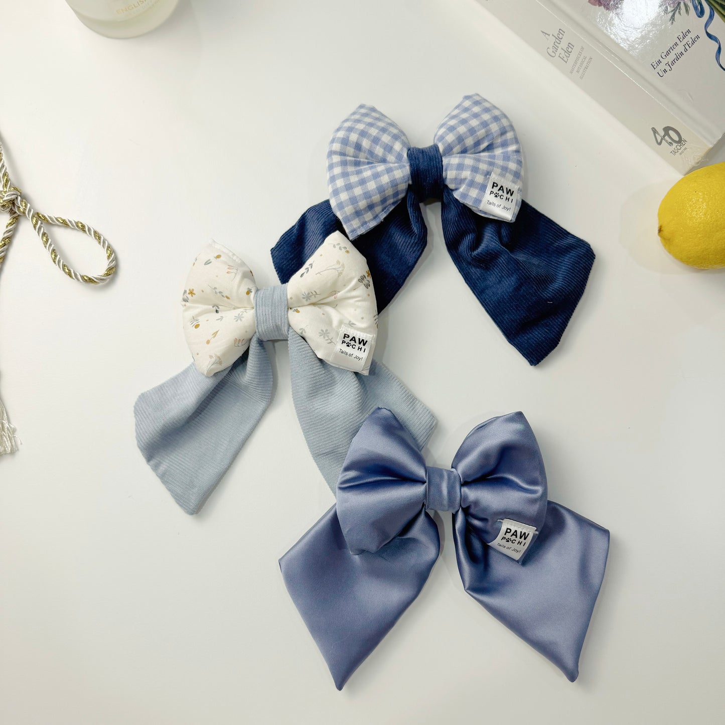 Satin Blue Elegance – Luxe Pet Bow for Refined Style