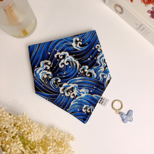Indigo Tides – Japanese Wave Pet Bandana