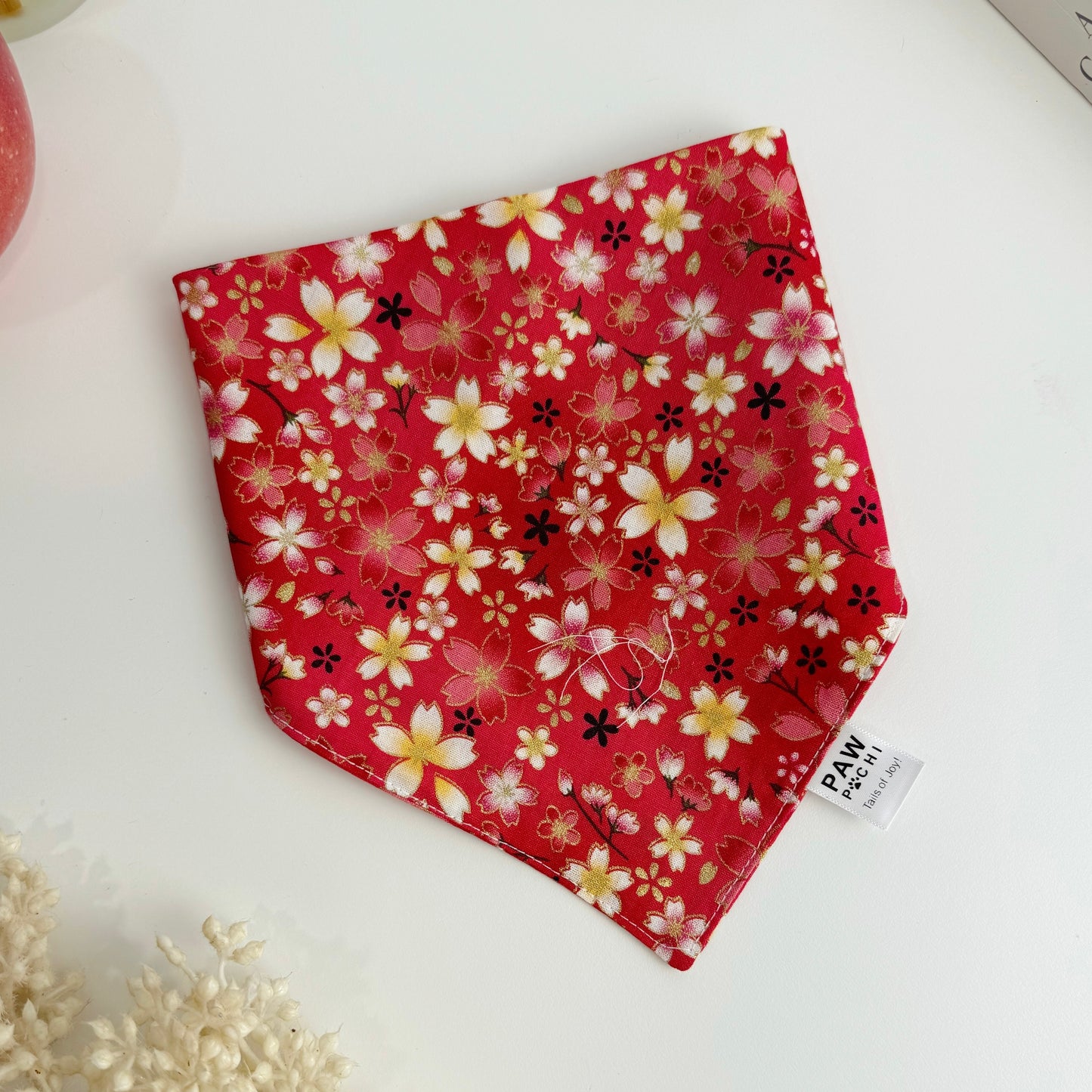 Crimson Sakura Bloom – Japanese Floral Pet Bandana