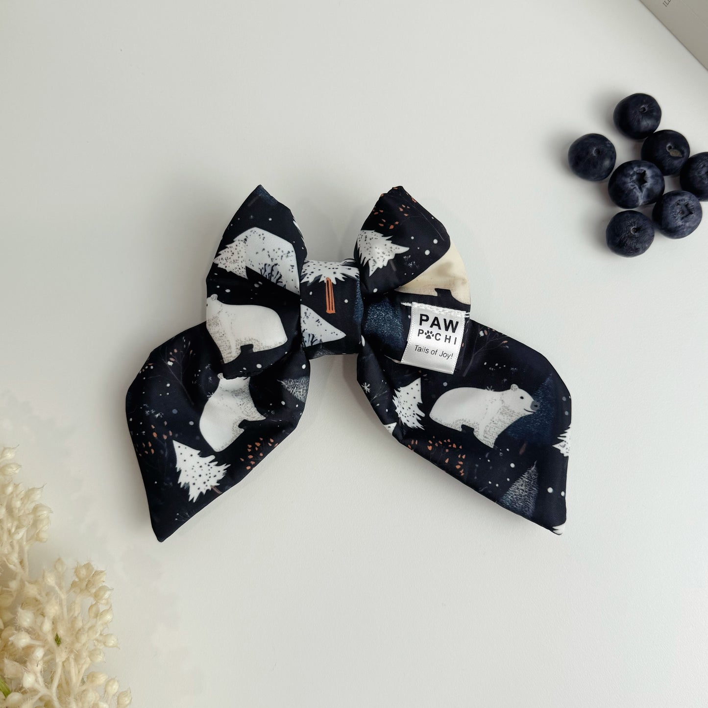 Midnight Pines – Winter Night Forest Dog Bow Tie