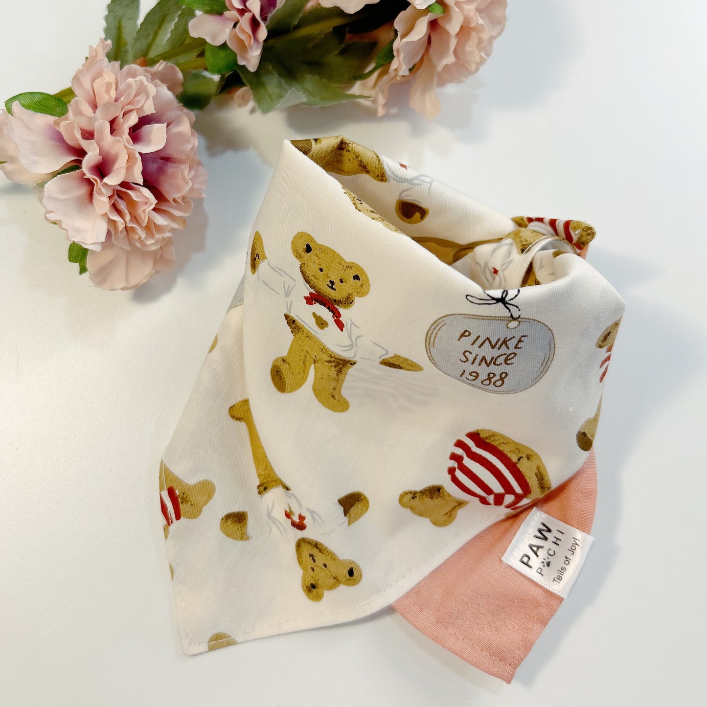 Bear Hugs: The Pink or Brick Red Bandana with Bear Print