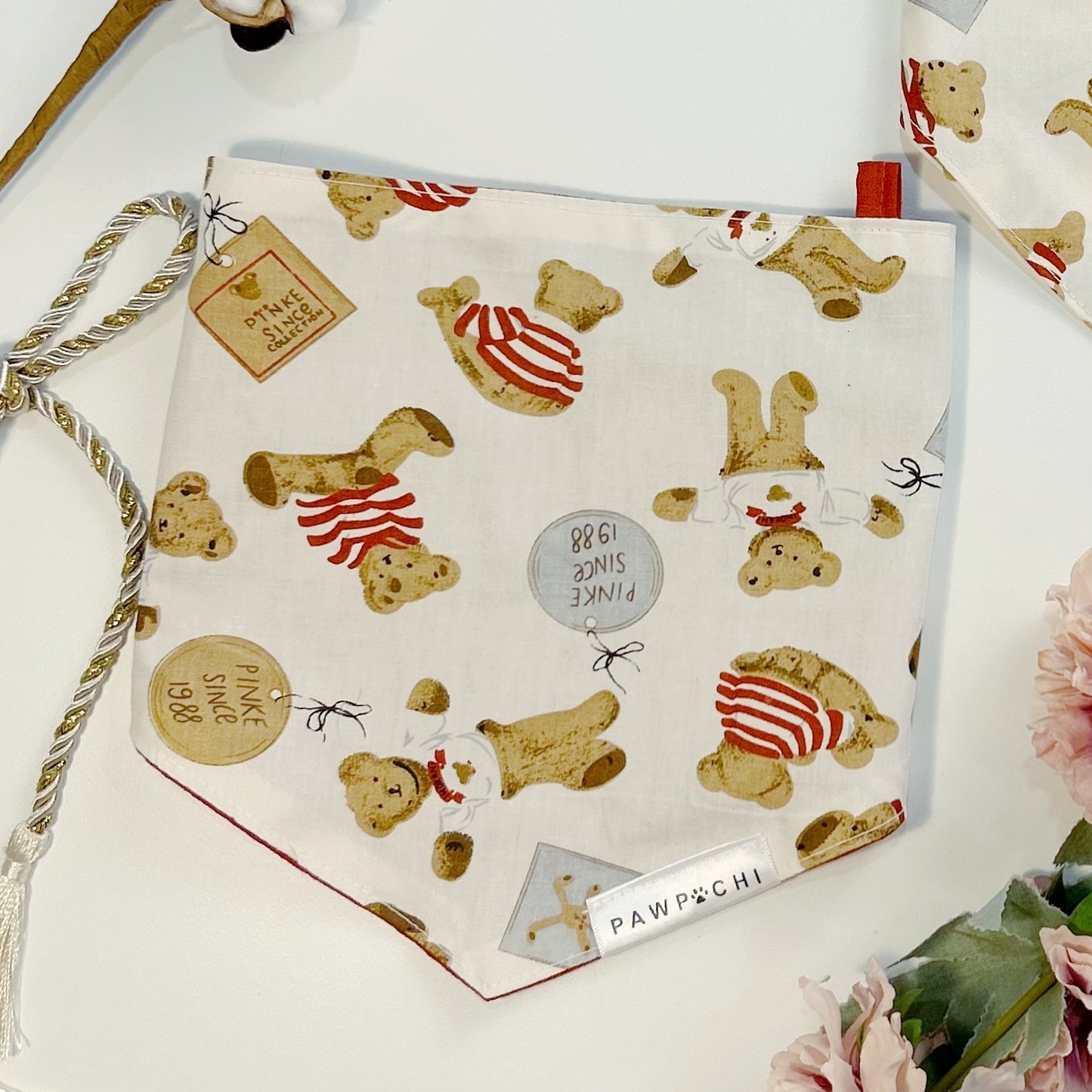 Bear Hugs: The Pink or Brick Red Bandana with Bear Print