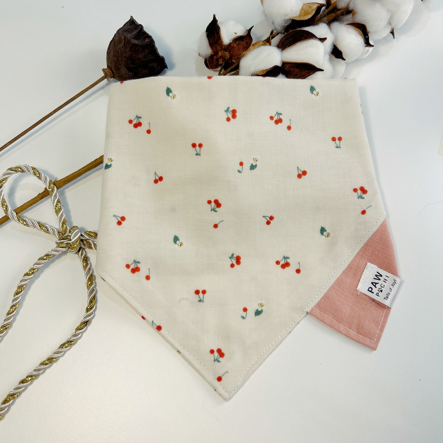 Cherry Delight: The Pink Bandana with Simple Cherry Print
