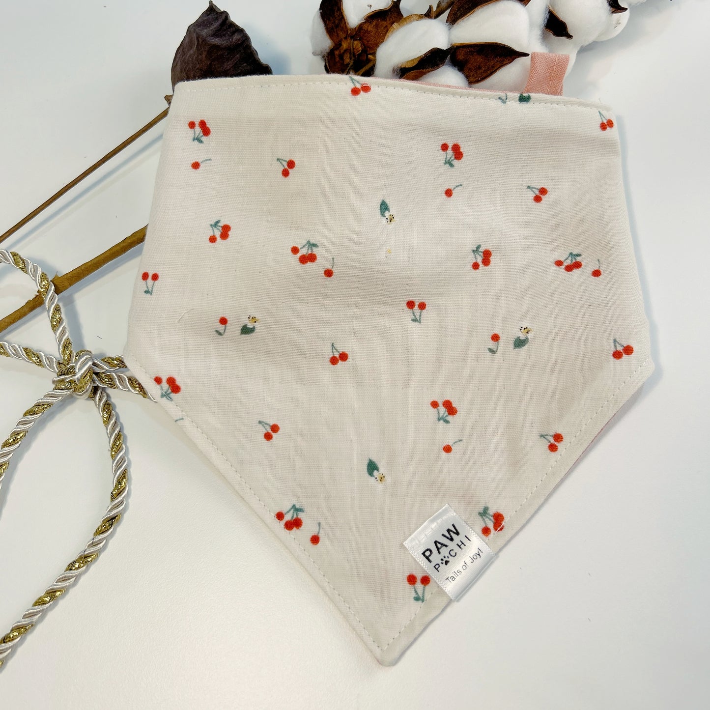 Cherry Delight: The Pink Bandana with Simple Cherry Print