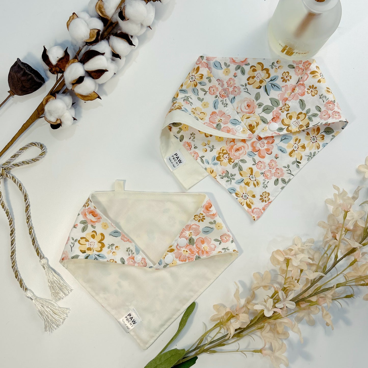 Soft Petals: The Pale Yellow Bandana with Pastel Flower Print