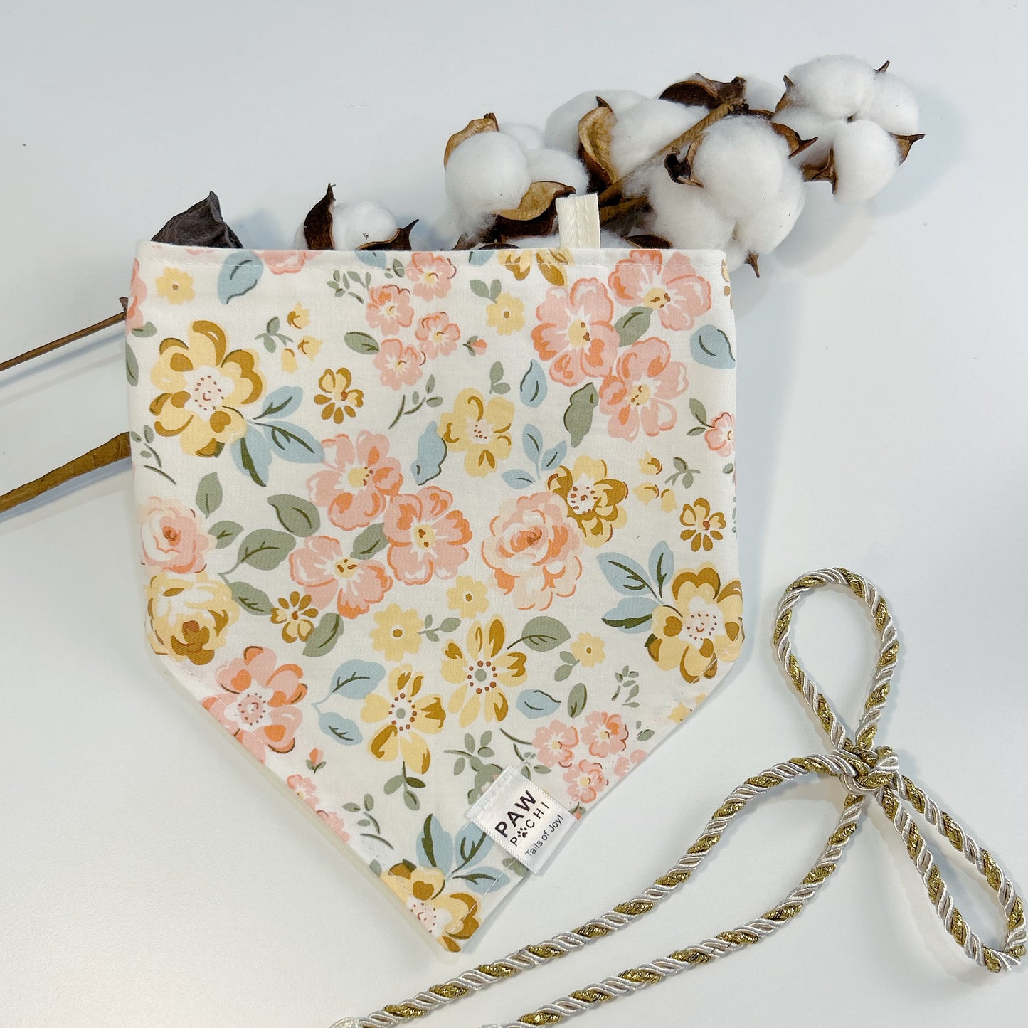 Soft Petals: The Pale Yellow Bandana with Pastel Flower Print