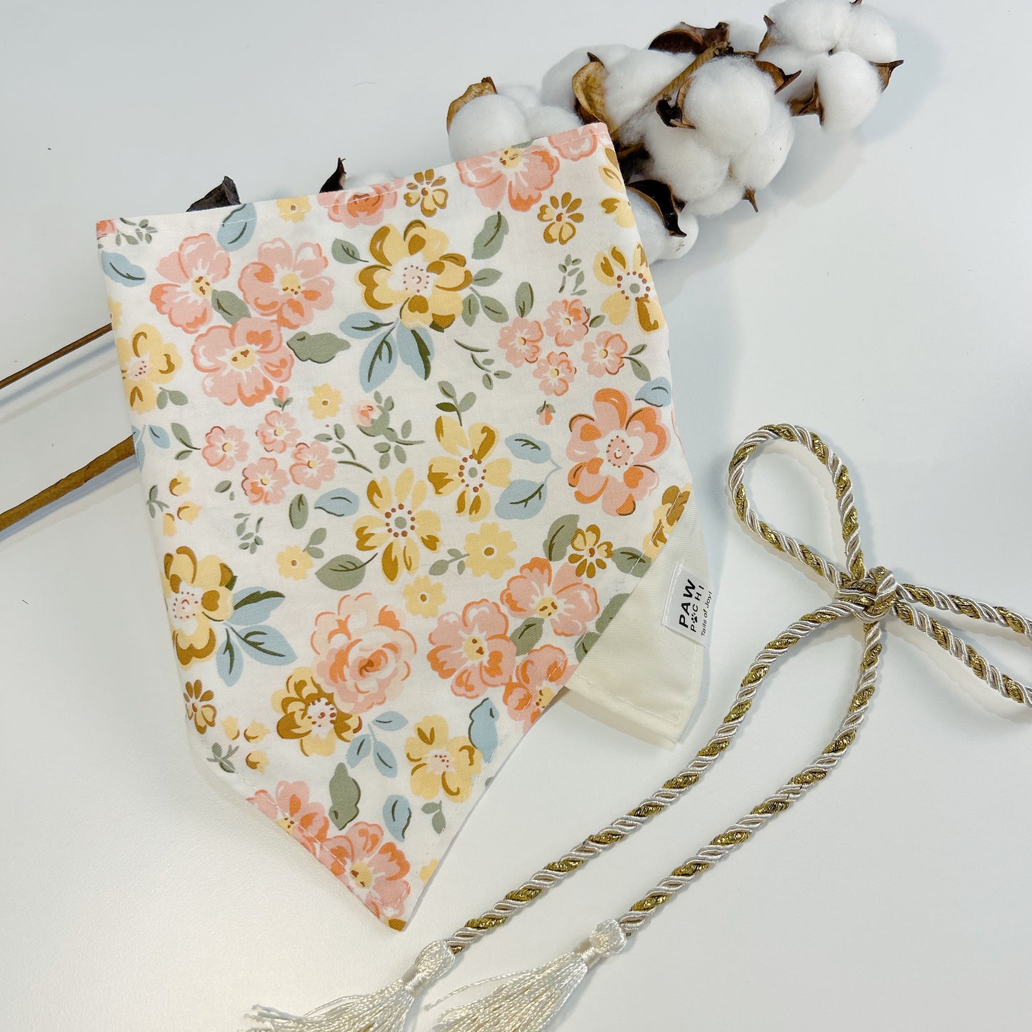 Soft Petals: The Pale Yellow Bandana with Pastel Flower Print