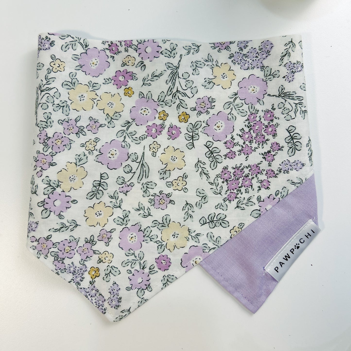 Floral Serenade: The Light Purple Bandana with Yellow & Purple Flowers