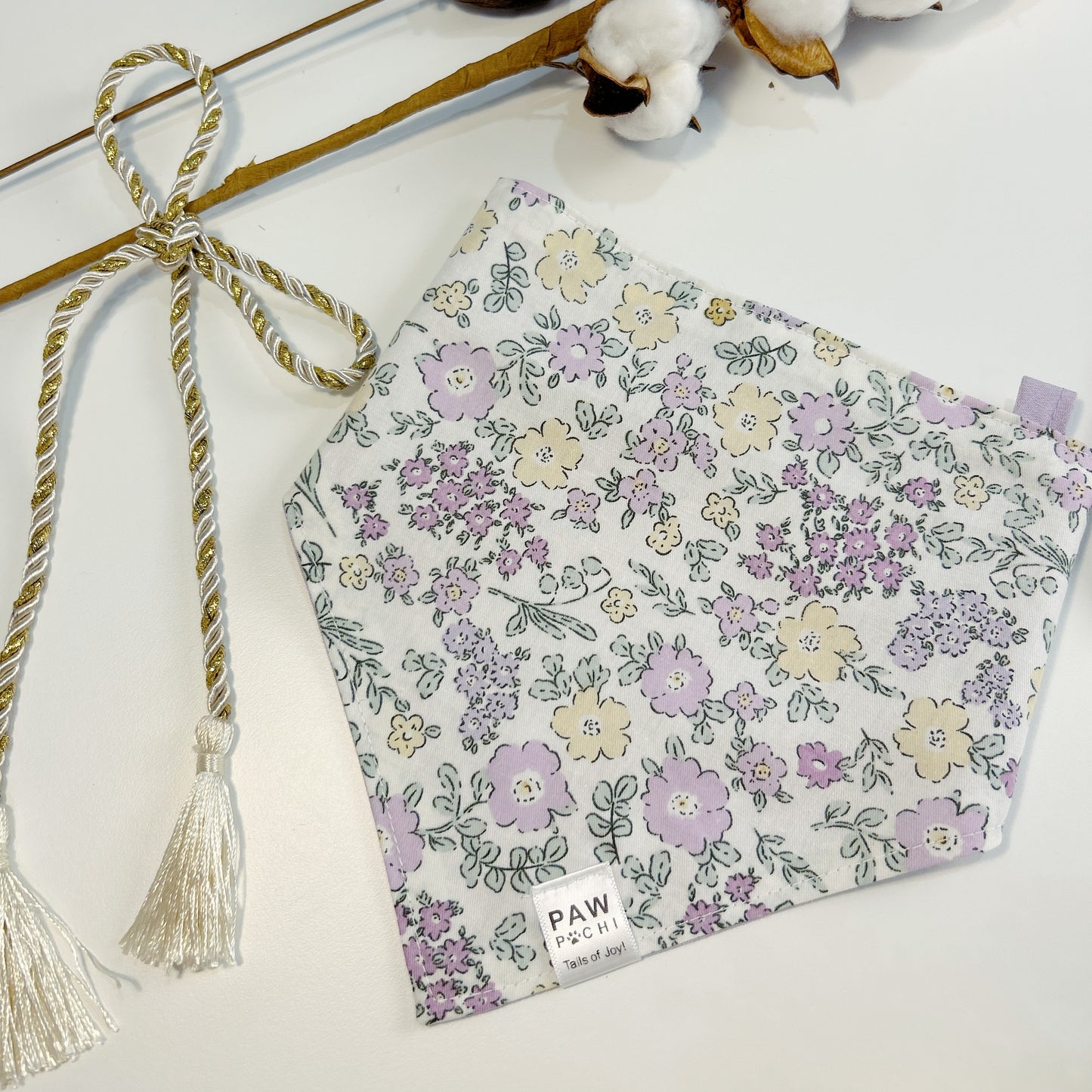 Floral Serenade: The Light Purple Bandana with Yellow & Purple Flowers