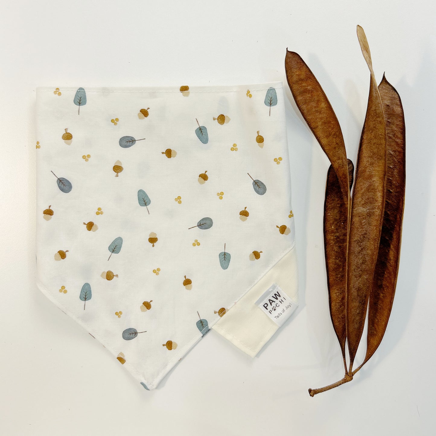 Nutty Grove: The Pale Yellow Bandana with Tree & Nut Print
