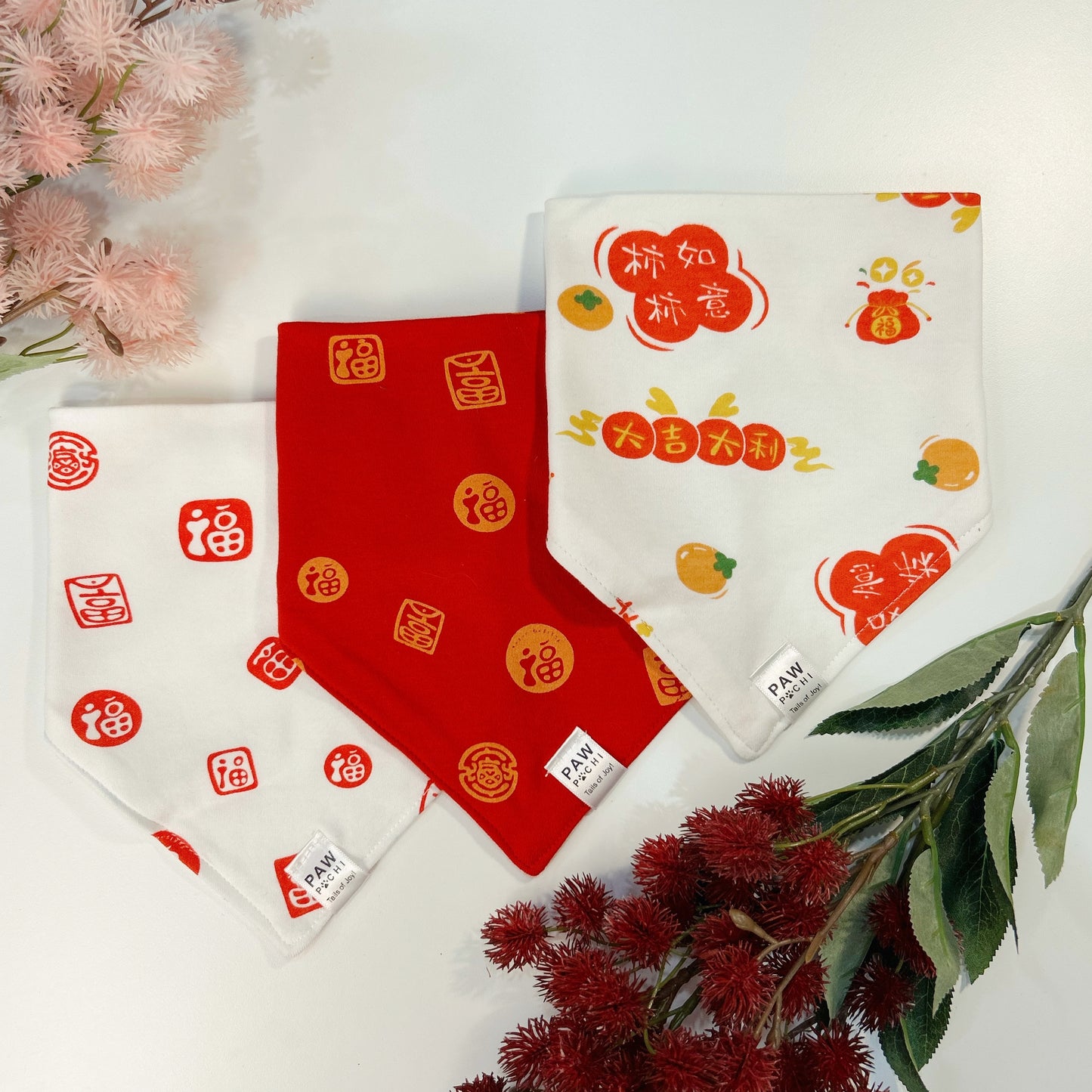 Blessings of Joy: The Soft Baby Fabric 'Fu' & 'Da Ji Da Li' Bandana