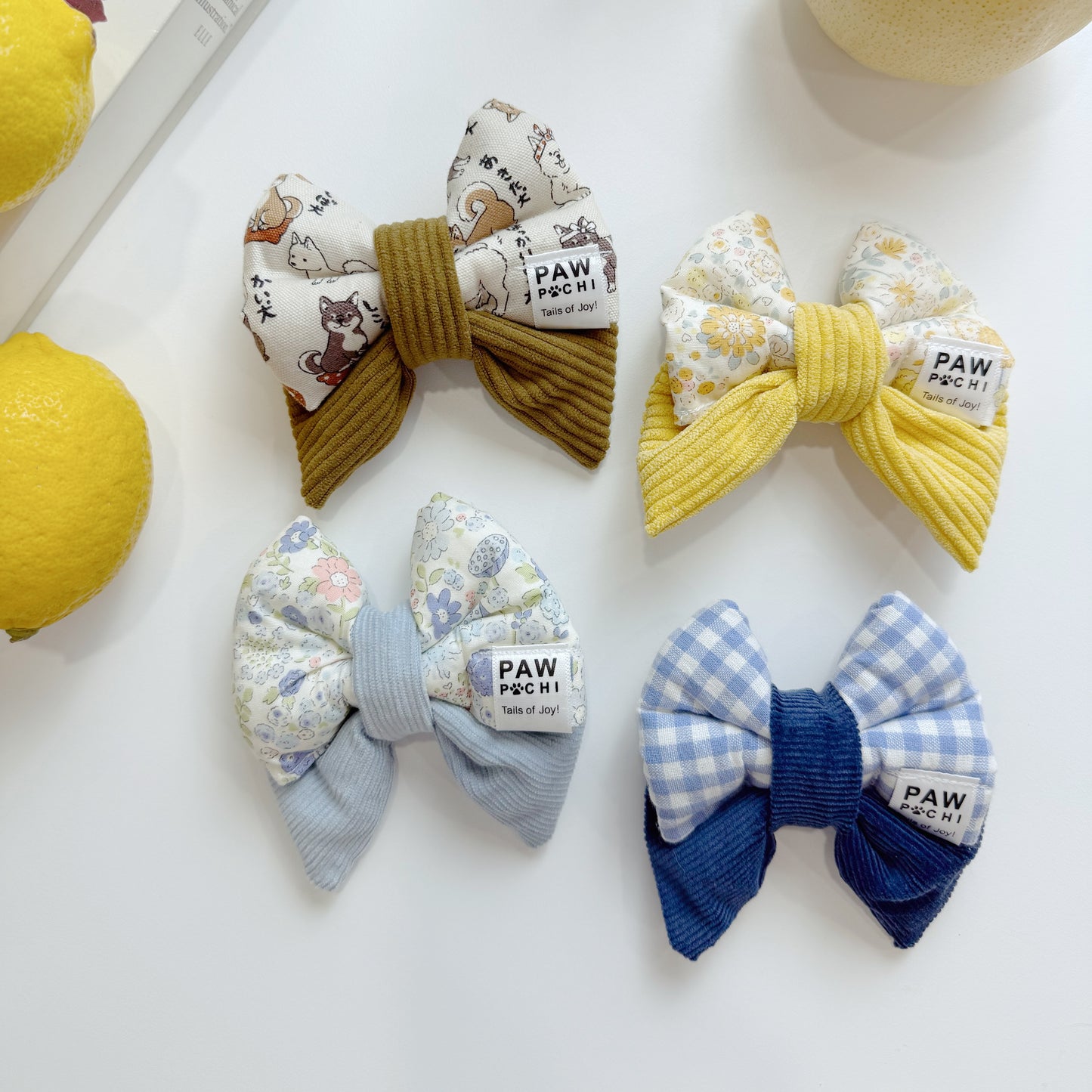 Sunny Bloom Bow – Vibrant Yellow Flower Print for Your Pet