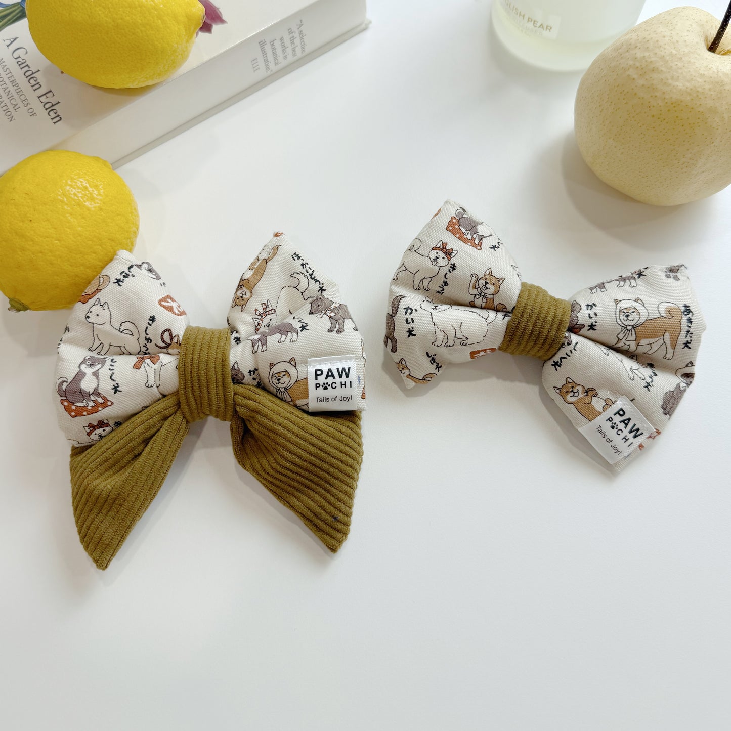 Brown Shiba Charm Bow – Cozy Shiba Print in Warm Tones for Your Pet