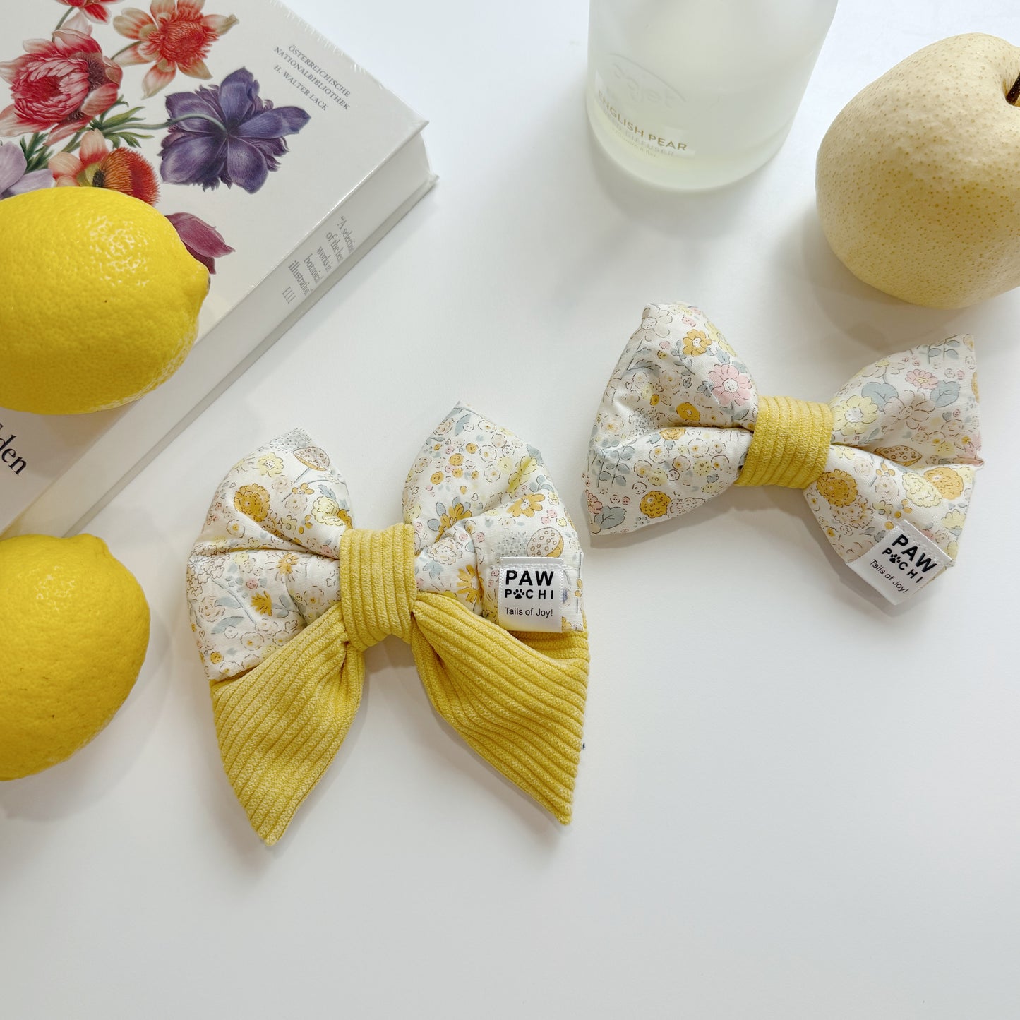 Sunny Bloom Bow – Vibrant Yellow Flower Print for Your Pet